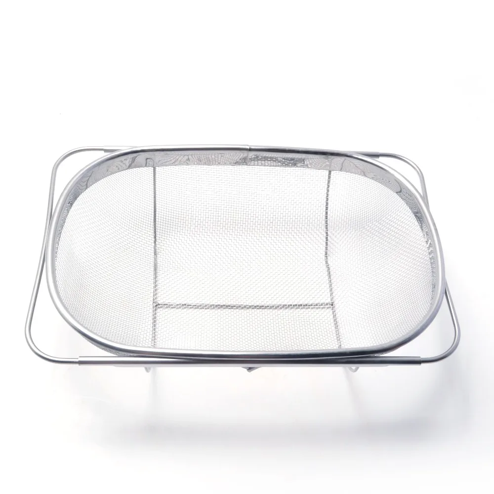High quality kitchen Colander Stainless Steel Strainer Over-the-sink (Oval), Stainless Steel Fine Mesh Expandable KF510027