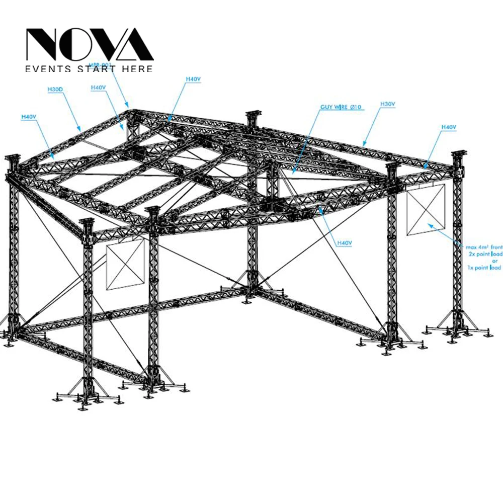 Black truss display steel and aluminum truss stage