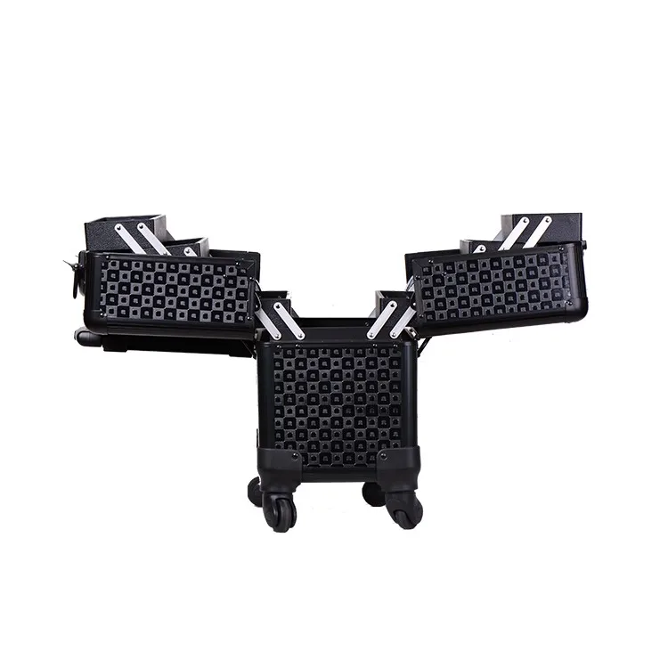 2018 New Design Beauty Vanity Case,Travel Luggage Cosmetic Organizer, Aluminum Train Case Trolley