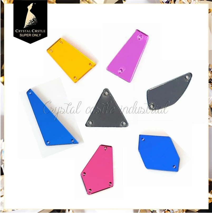 Wholesale large flatback mirror acrylic gems slab sewing rhinestones and mirror stones for costume dance dresses