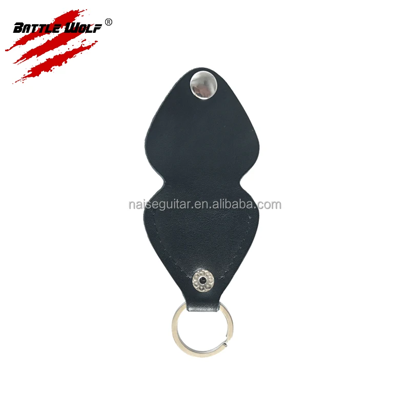 Hot Stamped Custom Logo Leather Key Holder With Guitar Pick Case