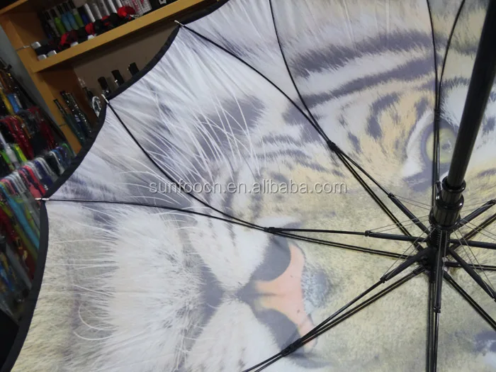 23 inches 16 ribs auto opening one oice canopy tiger umbrella with fiberglass frame