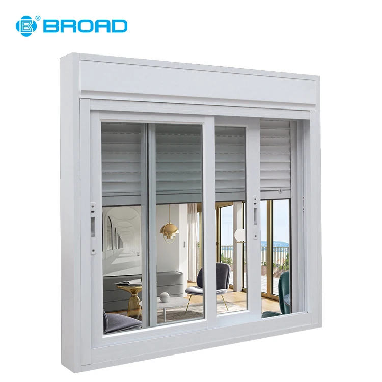 
Aluminum frame automatic roller blind sliding glass windows with safety flyscreen make in china 