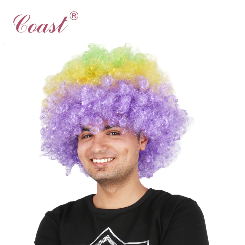 high quality short multicolored synthetic afro wigs fashion crazy wigs