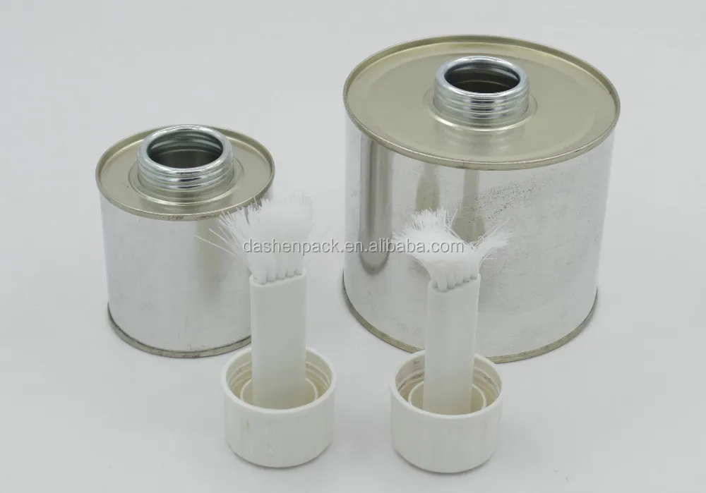 4oz Metal round Tin Can with Screw Top and Brush 100ml PVC Solvent Cement Tin Can Metal Glue Can with Dauber