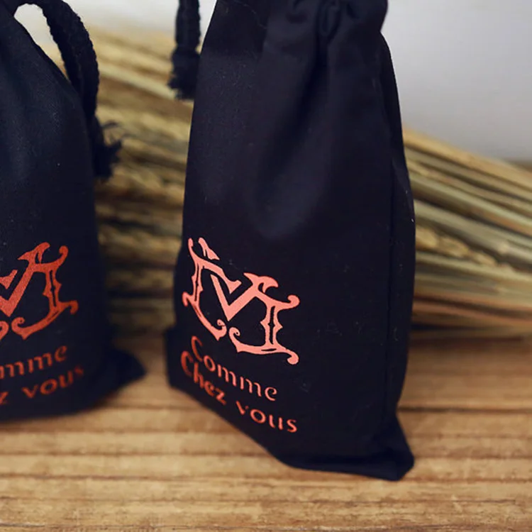 Recyclable Biodegrada Promotional new style black cotton muslin pouch
