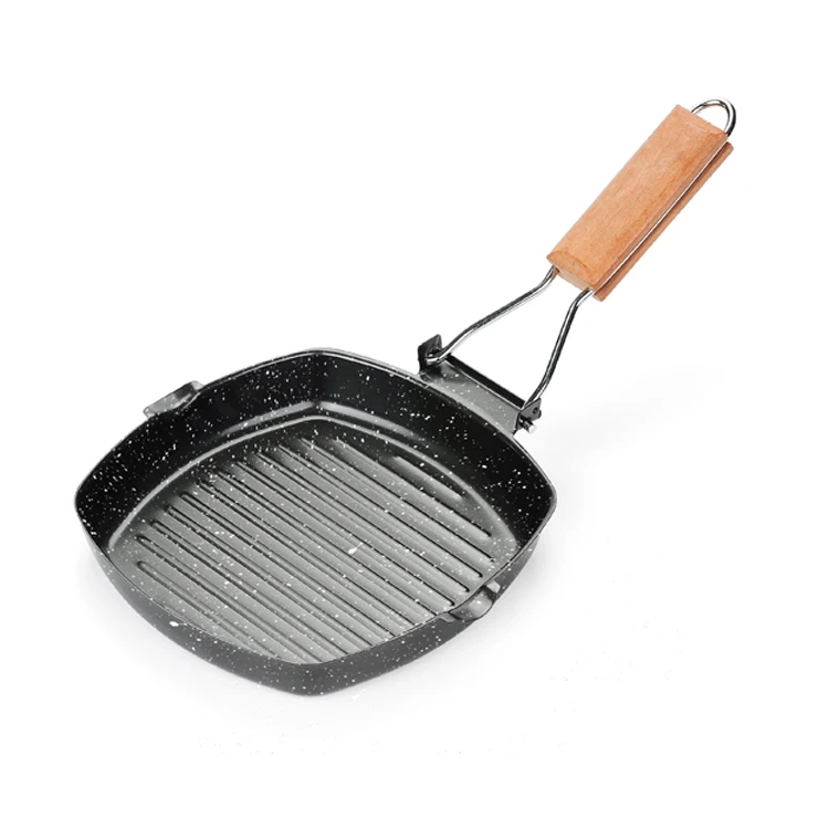 non stick square BBQ Grill Pan Marble Coating beef steak fry pan Non stick Coating Square outdoor cooking pan