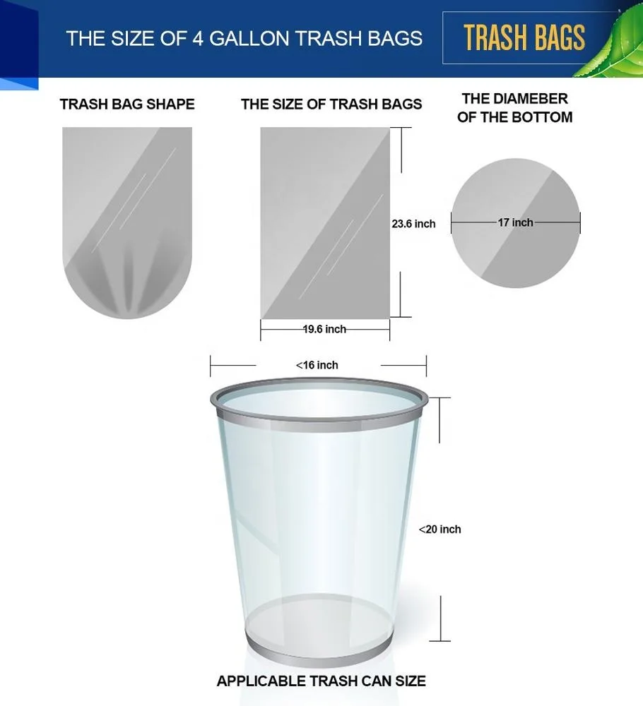 4 Gallon Trash Bags,small garbage bags kitchen trash recycling bags for bathroom office home(black & sliver)