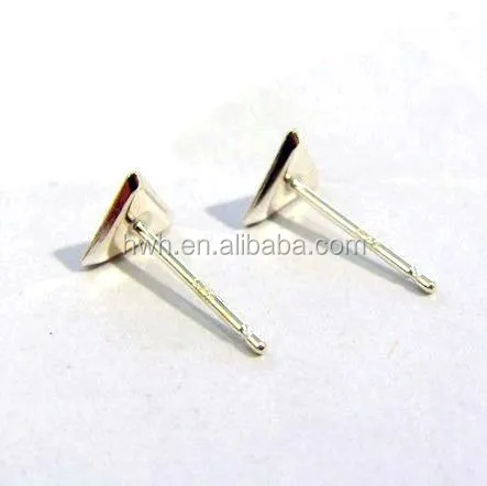 H593 Silver Triangle Earring Stud Base for Sticking Stone or Enamel