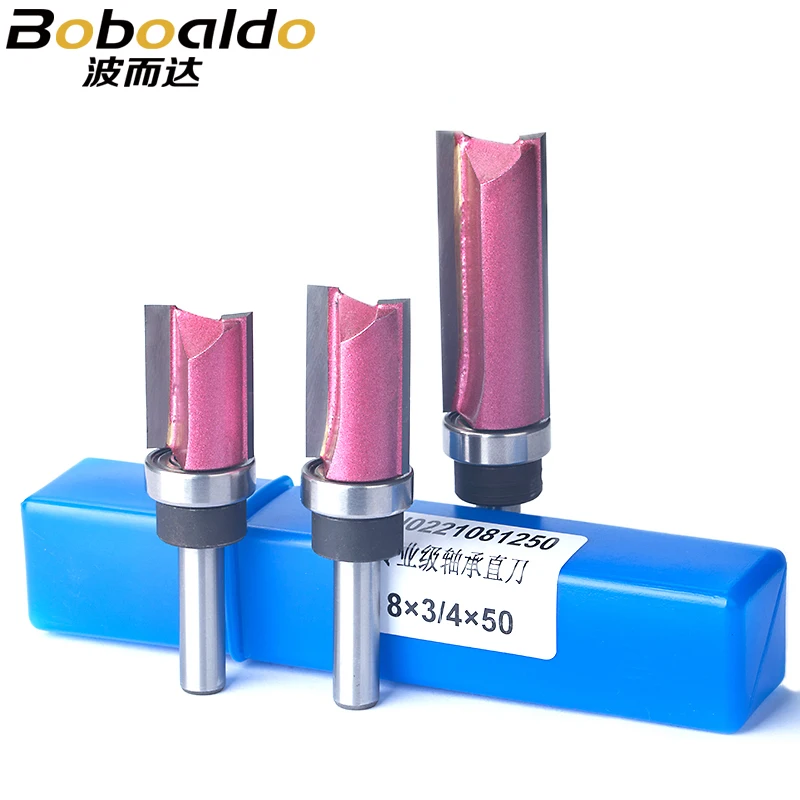 Bearing Flush Trim Router Bit For Wood 8mm Shank Straight Bit Tungsten Woodworking Milling Trimming CNC Cutter Tool