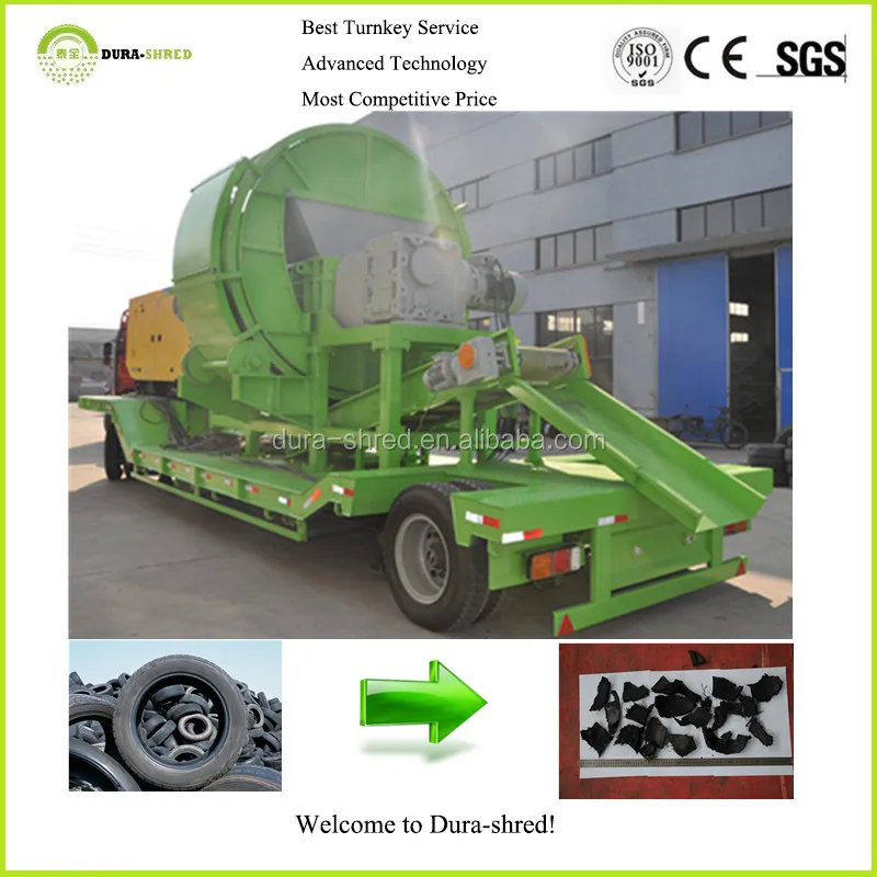 Portable Dura-shred Waste Tire Recycling Rubber Chips Machine Mobile Recycling Line
