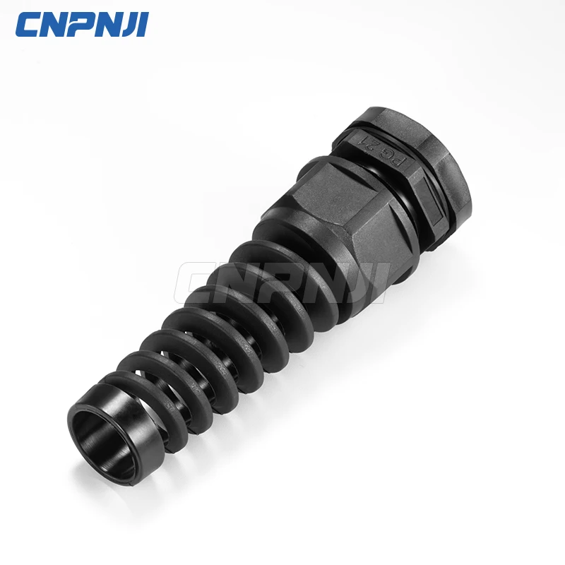 IP68 Waterproof Threaded PA66 plastic  Cable Gland Connector with spring