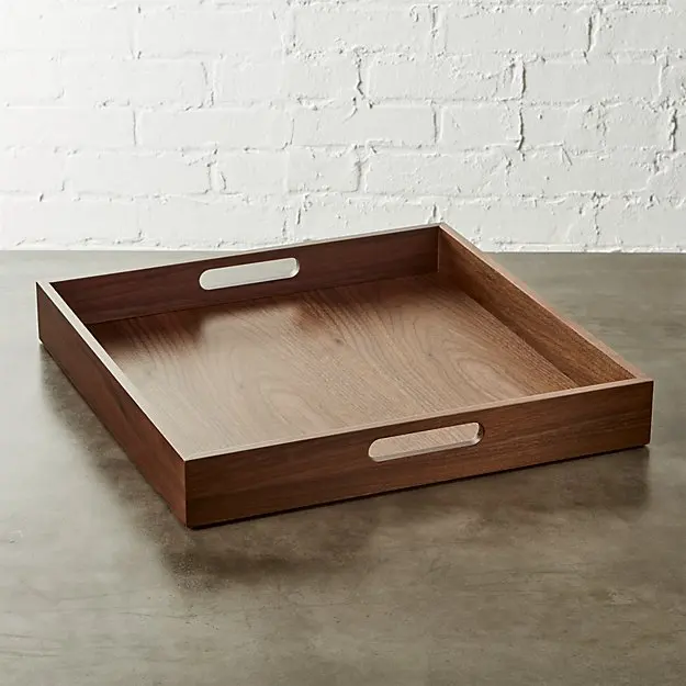 New Product Luxury Popular Acacia Wood Tray with Walnut Stain