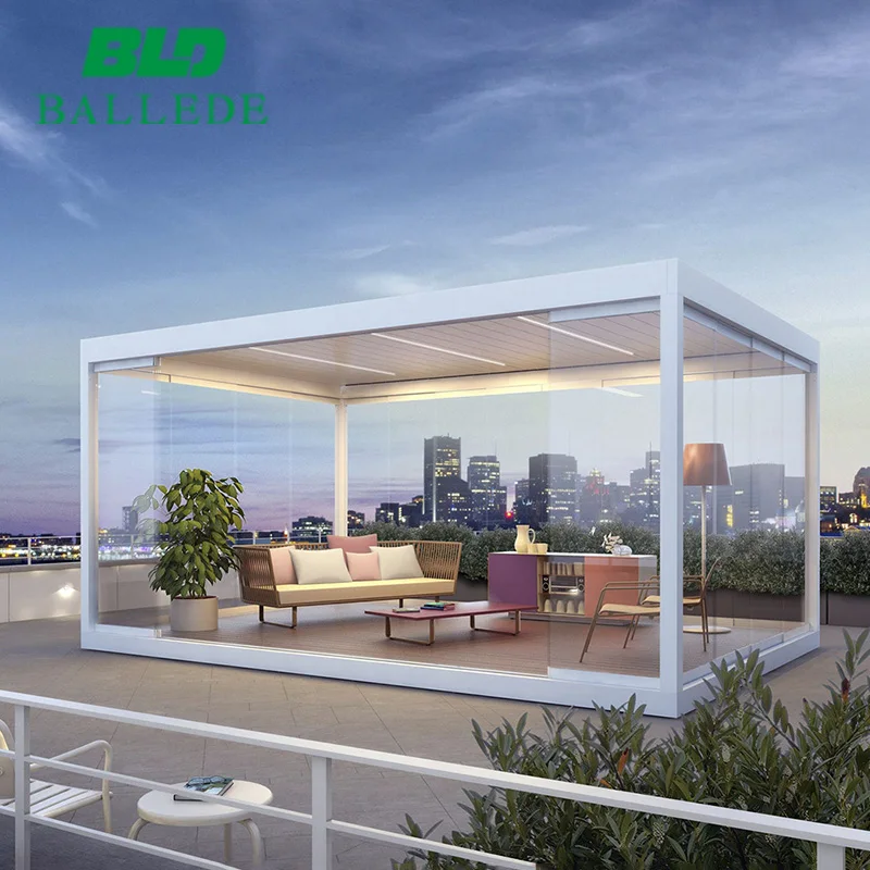 3x3m Rainproof Pergola Sun Shade Customized Auto Louver Roof Outdoor Garden Pavilion For Sale