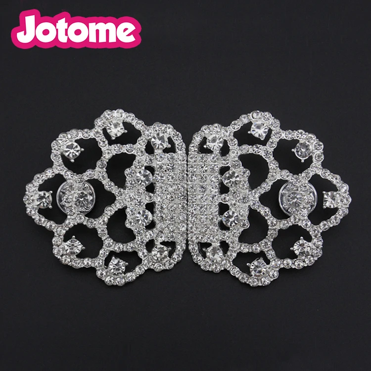 Rhinestone Slider Closure Clasp Brooch for Bouquet Sash Belt
