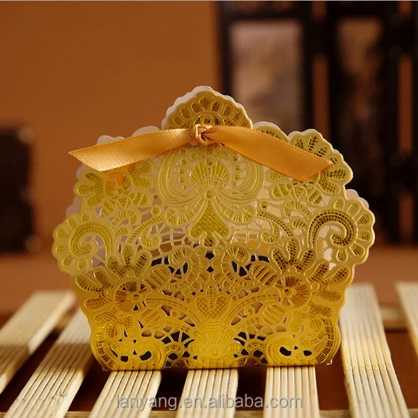 Laser Cut With Ribbon Wedding Party Favor, Wedding Gift Bags Chocolate Candy and Gift Boxes