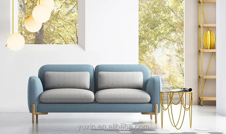 Yellow fabric sofa set modern style