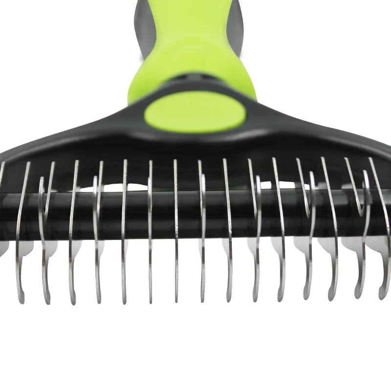 Wholesale custom pet dematting tool stainless steel double sided blade fur hair rake comb brush for cats dogs