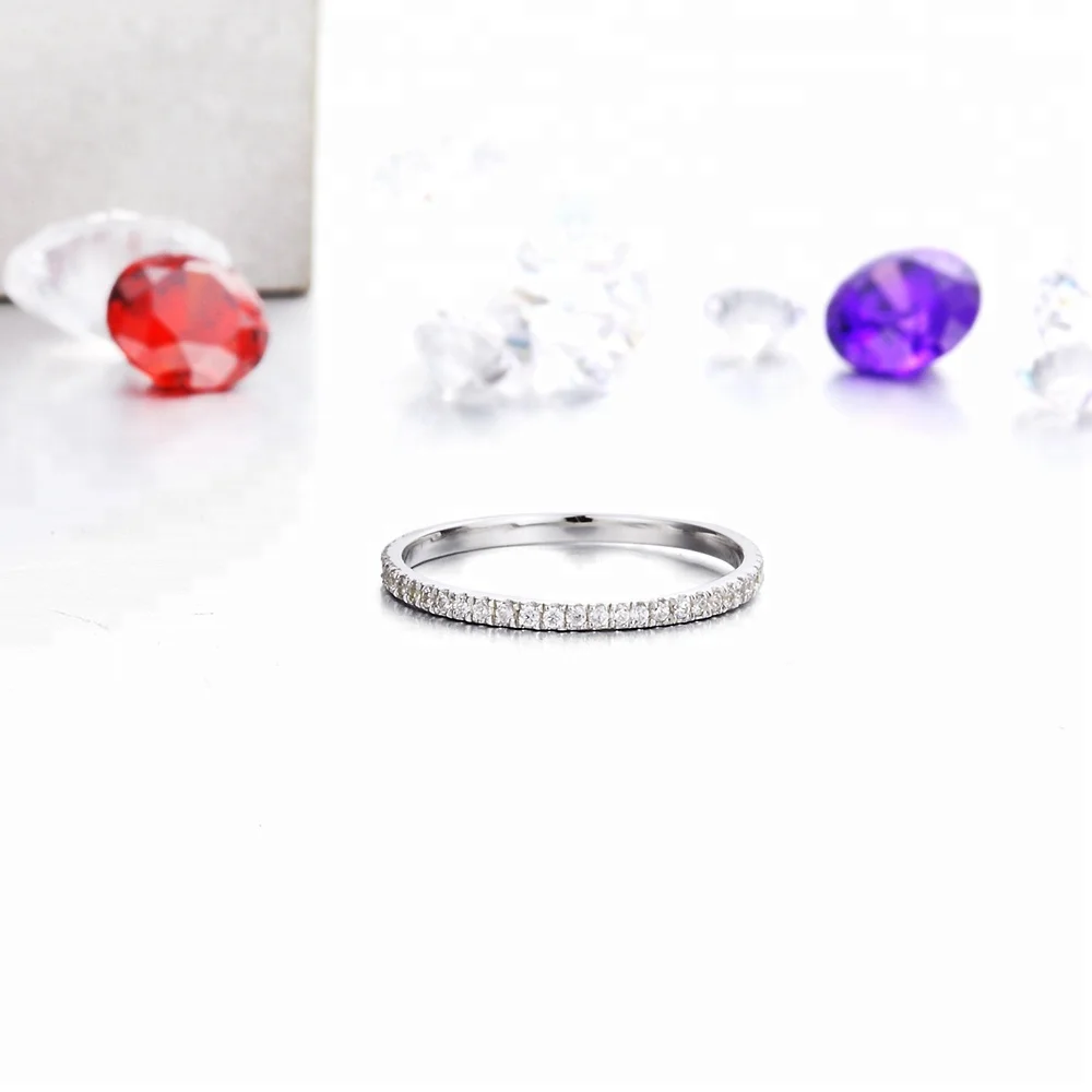 
Classic Platinum-Plated 925 Sterling Silver Band CZ Eternity Rings for Women 