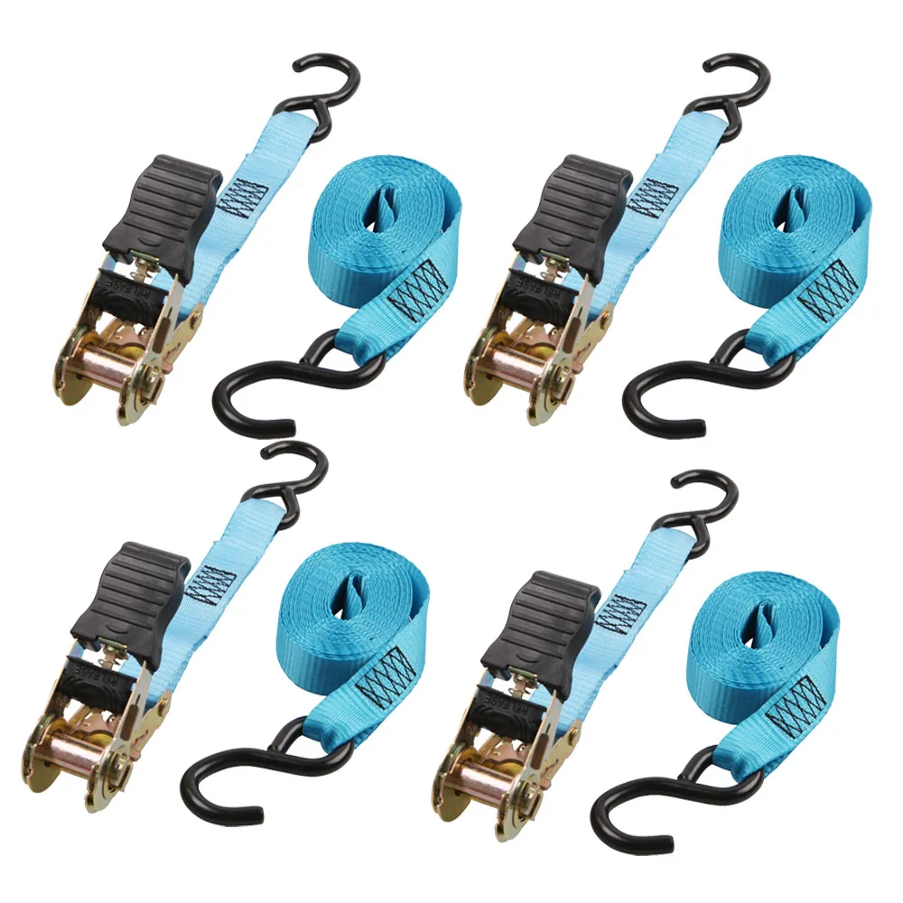 4 упаковки, 1 дюйм x 10 дюймов, автомобильный Трещоточный ремешок с ручкой с резиновым покрытием и крючками S, прочность на разрыв 1500 фунтов