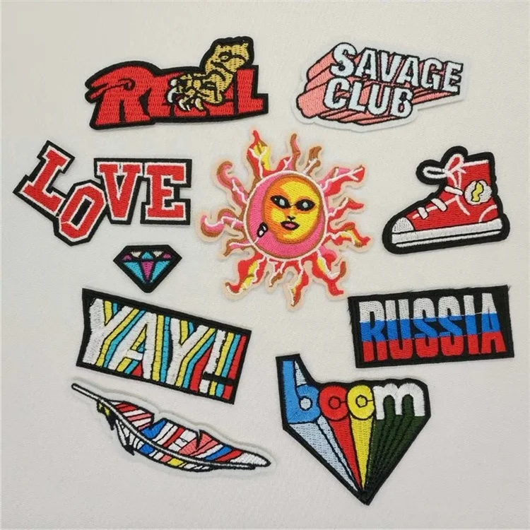 Tiger lion leopard skull snake embroidery label Roses flower embroidery patches Cartoon cloth woven badge