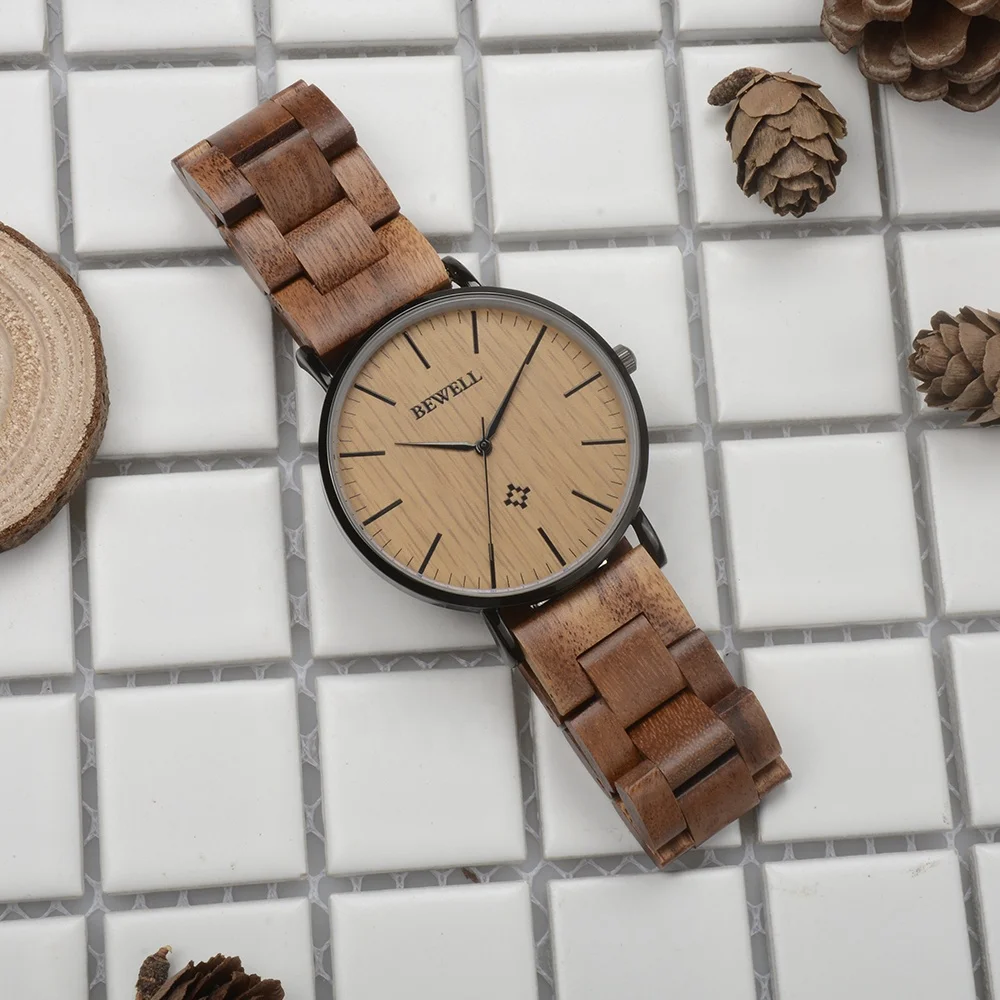 2023 Alibaba Top Seller Bewell Wooden Watches for Men and Women Sustainable Wood Watch Men Custom Logo Watches Men Women Wrist