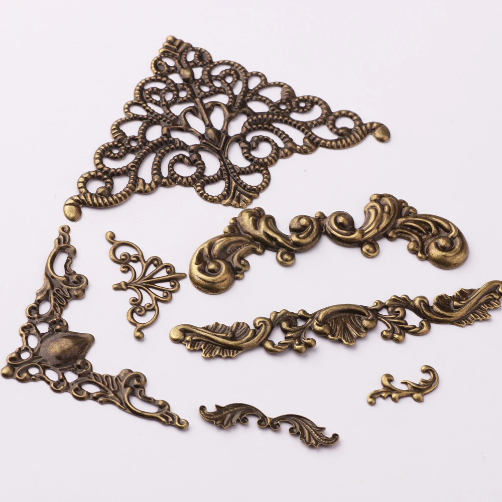 Винтажные филигранные треугольные соединители, металлические филигранные для украшения, античная бронза, филигранные ювелирные изделия, железная латунь