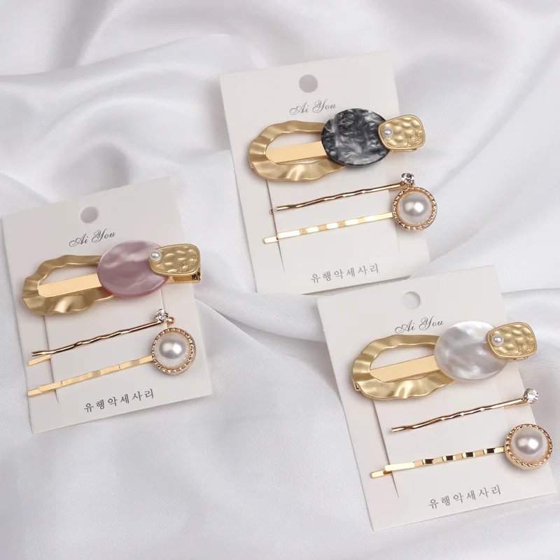 Заколка для волос в Корейском стиле, обтягивающий и золотистый небольшой зажим для челки, из металлического сплава, яркая Дамская шпилька для волос