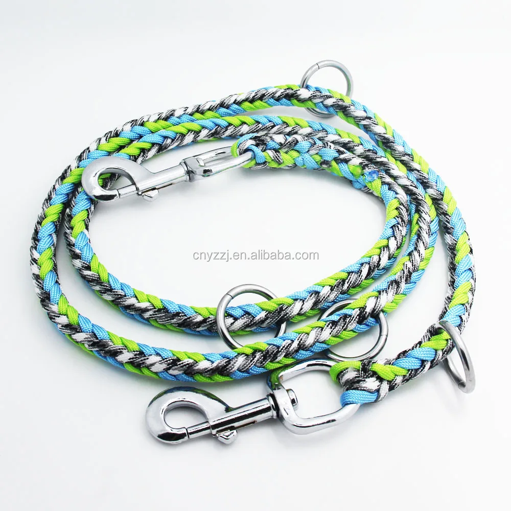 Paracord Double Ended Versatile Hands Free Dog Walking or Training Leash (6 foot adjustable, Orange/Red Reflective)