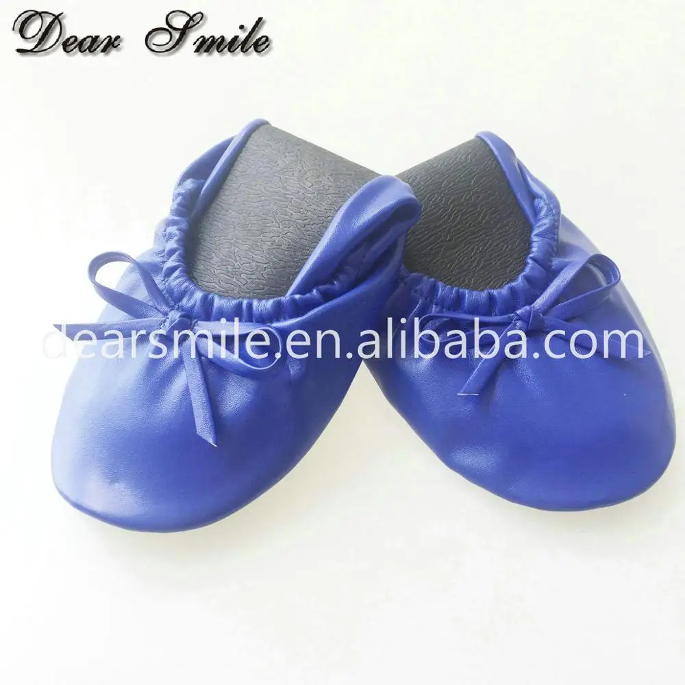 New Design women foldable ballerina flats blue ballet flat shoes for party event in bags