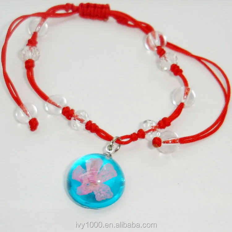 Hot sale dried flower resin beads cord bracelet souvenir