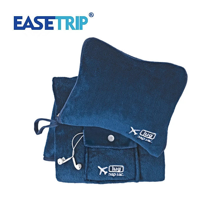 Hot Sale New China Supplier 2 in 1 Pillow Blanket Factory Airplane Travel Blanket In Pouch