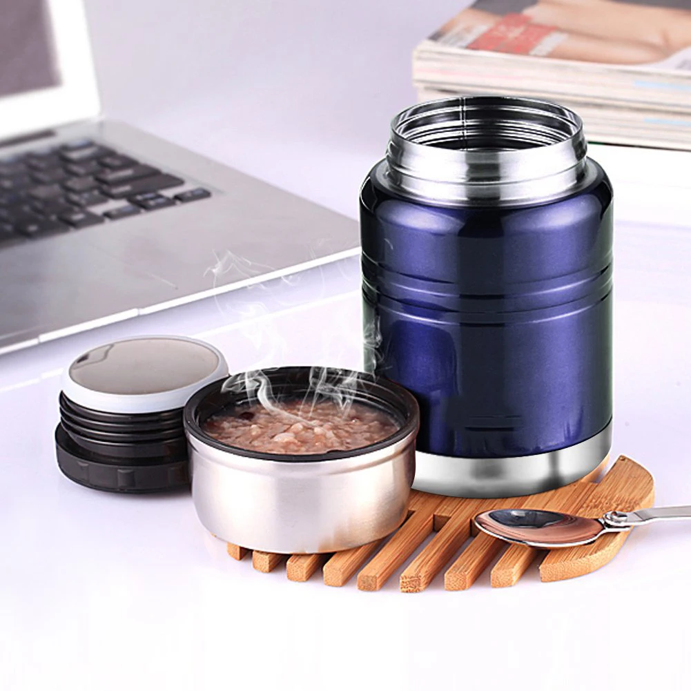 hot sales 750ml children food flask food jar stainless steel lunch box  soup container water bottle with lid and spoon