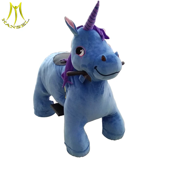Hansel factory price plush ride on animal stuffed animal ride toy coin operated animal ride unicorn in mall