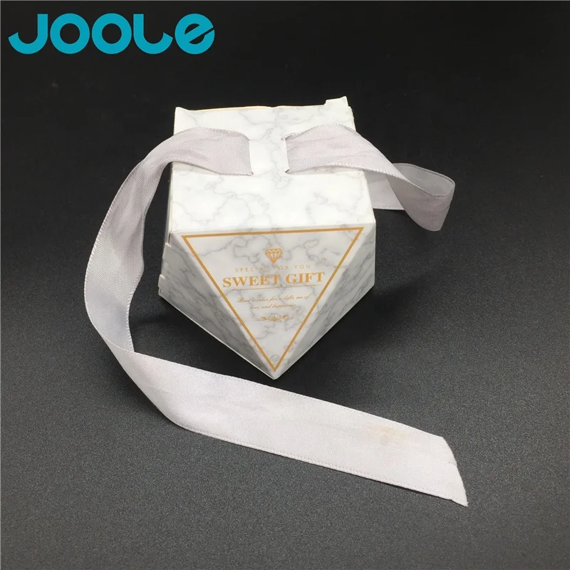 Customized wedding celebration candy dessert biscuit hot stamping packaging box with satin bow