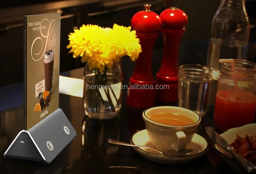 Hottest Patent Advertising Table Tent Charger 10000mah Restaurant Menu Power Bank
