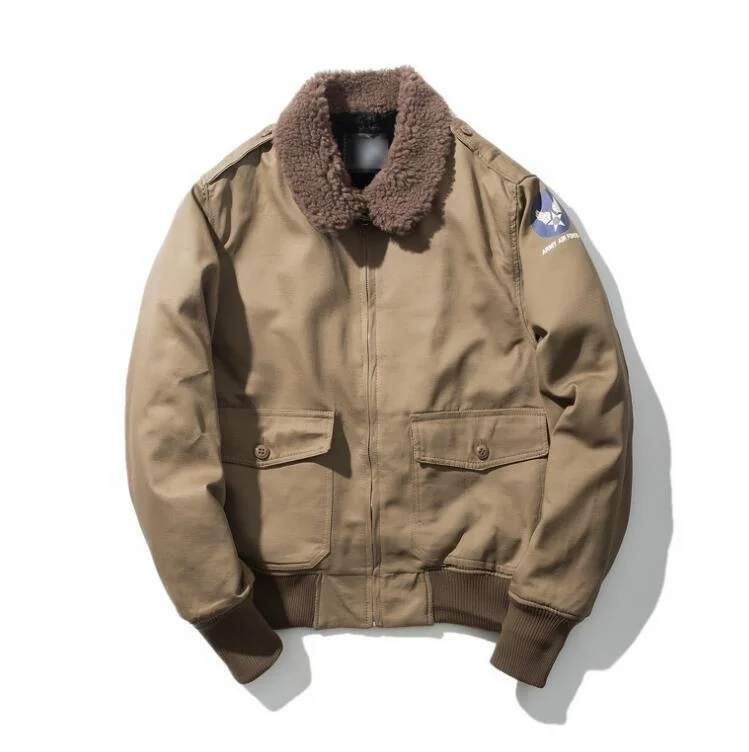 sherpa denim slim fit bomber Winter European And American Bomber Lamb Fur Lining Big Jacket OEM Suede Leather Jacket Men