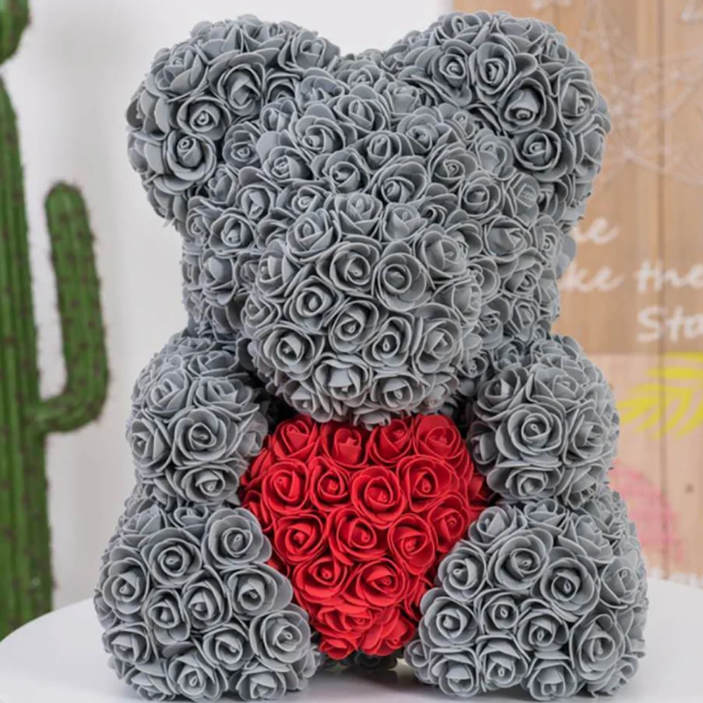 
Business Gift Ideas Christmas Artificial Flowers Foam Rose Bear Teddy Bear Rose 