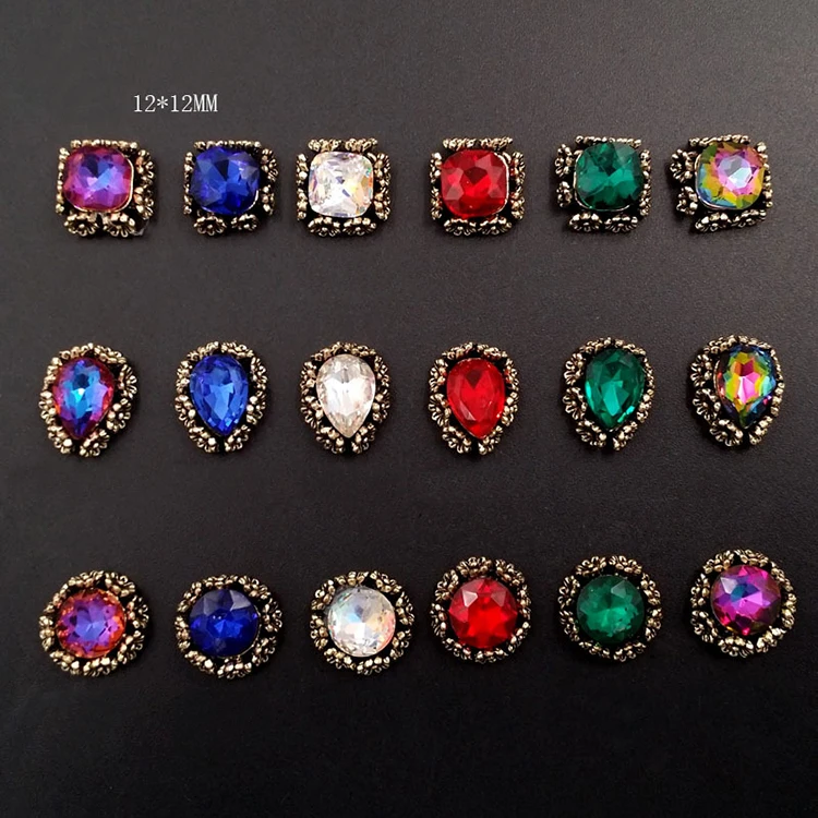 Free Shipping Factory Direct Sale 3d New Nail Alloy Charm Colorful Rhinestone Nail Art 2017
