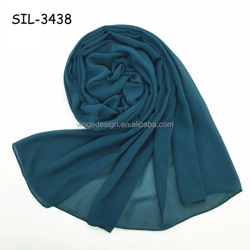 Muslim rectangular dress shawl hijab bandana ladies yiwu factory bubble plain solid heavy polyester square chiffon scarf