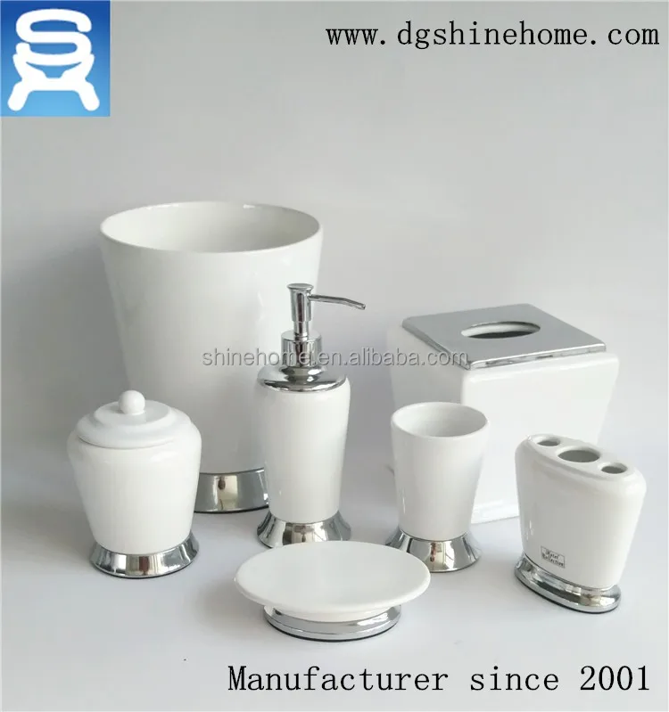 
Wholesale hotel ceramic bathroom set, 2017 white ceramic bathroom accessories set 