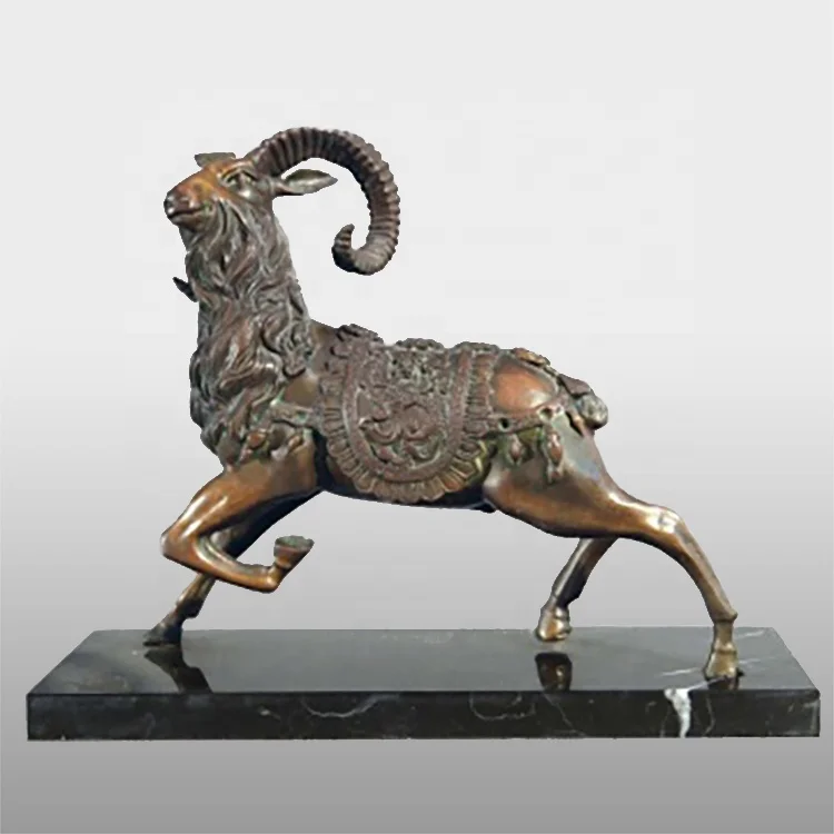 Life size animal bronze antelope sculpture big horn sheep statue for garden