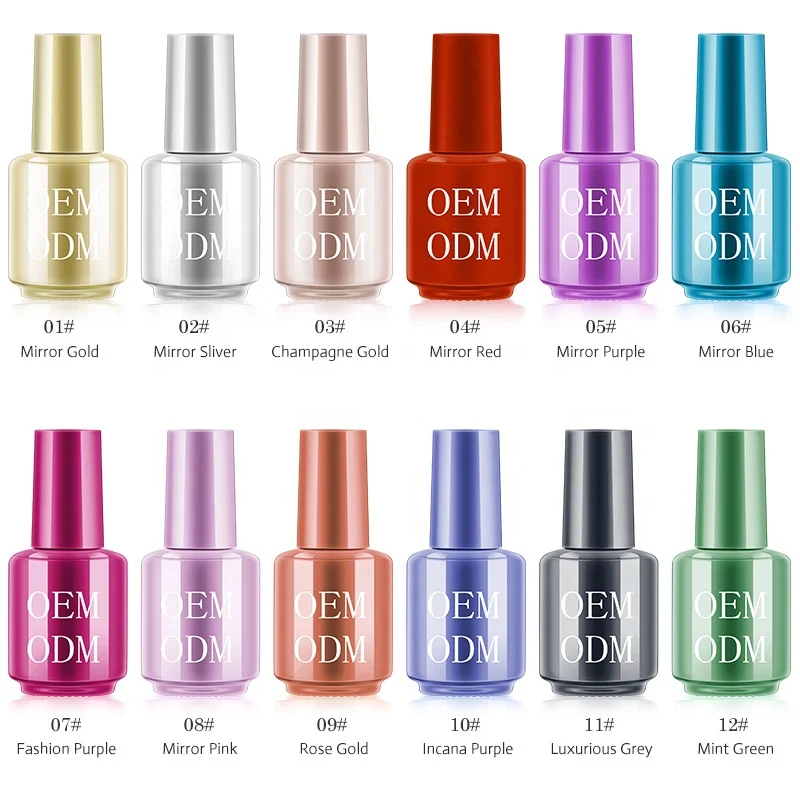 Private label chrome mirror effect empty gel nail polish bottle