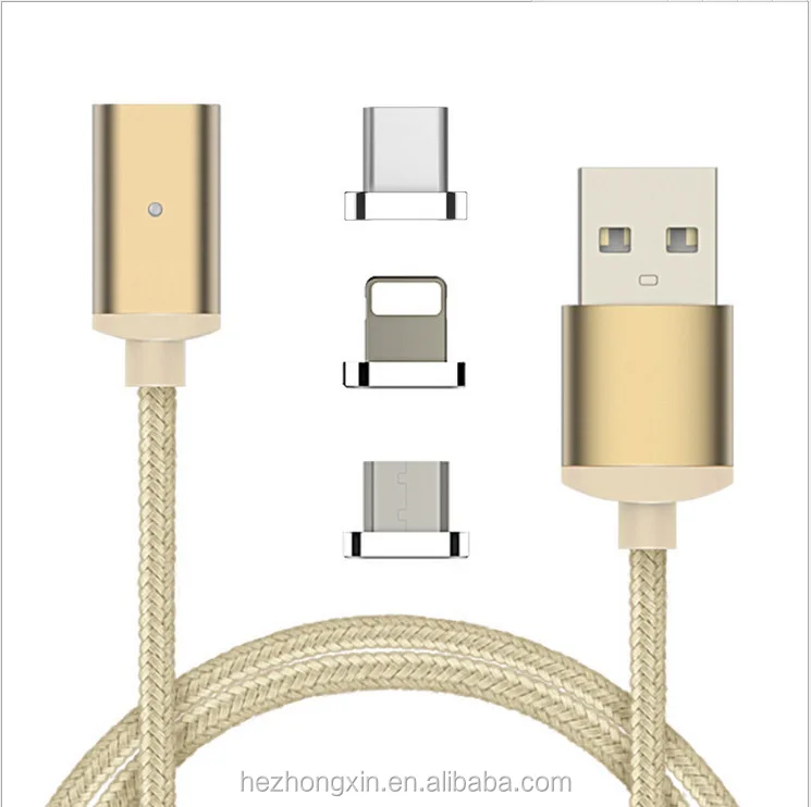3 in1 Magnetic USB Nylon Baraided Cable for Mobile Phone High Quality Portable