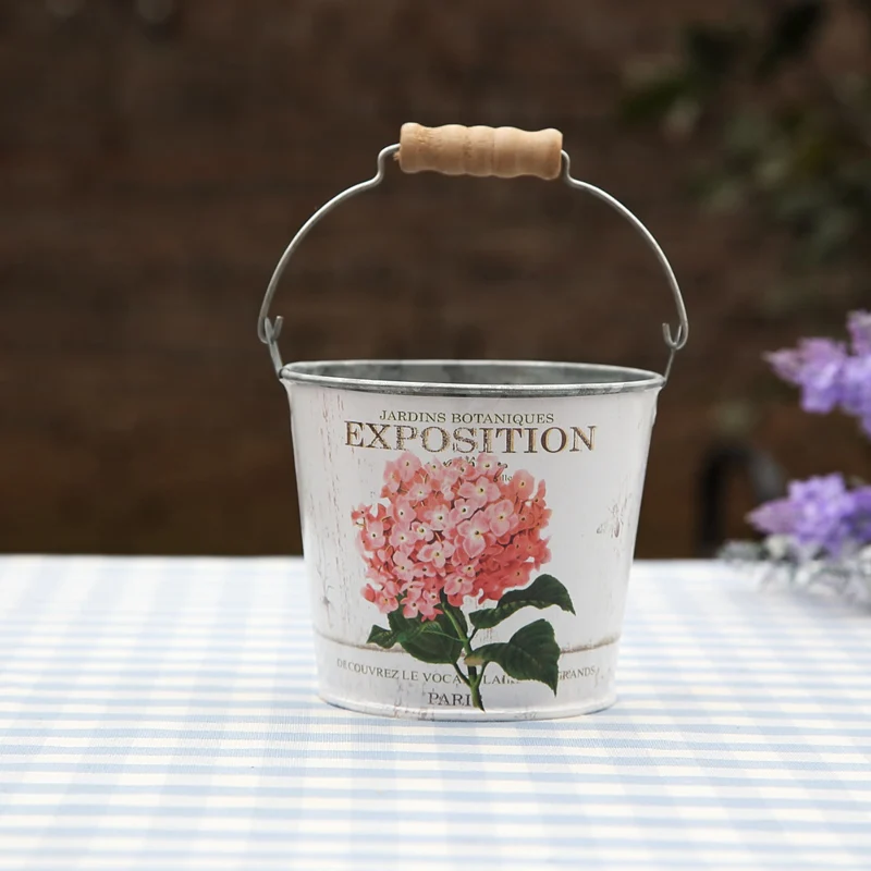 
High quality Planter Home & Garden Pot metal stick paper flower bucket 