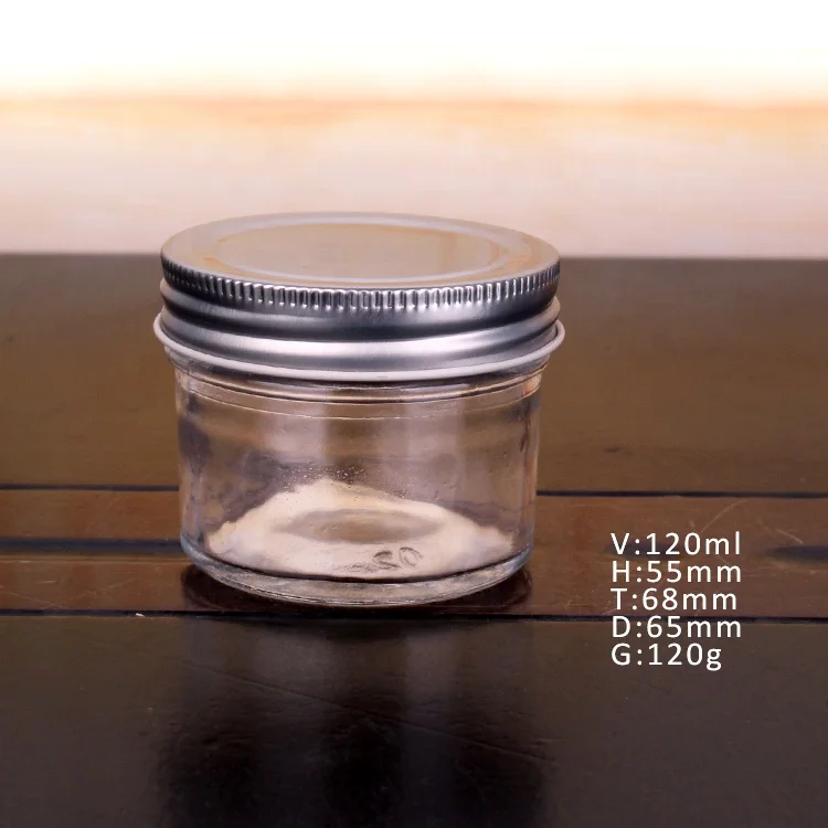 
Round 4oz 8oz 12oz 18oz wide mouth glass mason jar with metal lid for jam food storage 
