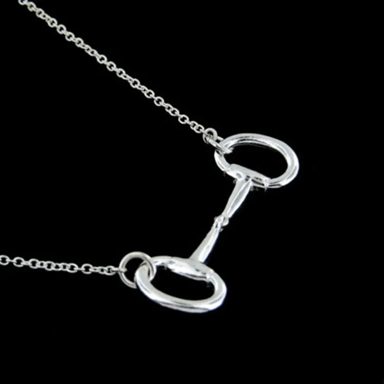 Online Shop China Horse Jewelry Silver D Ring Snaffle Bit Necklace For Gift