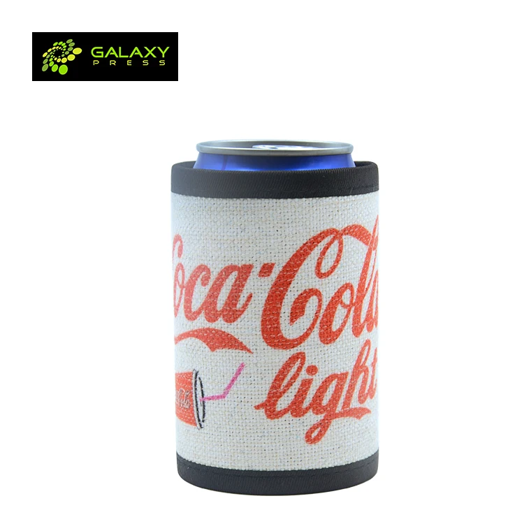 New material coming! Sublimation Textile blanks Linen Can Cooler with Black edge