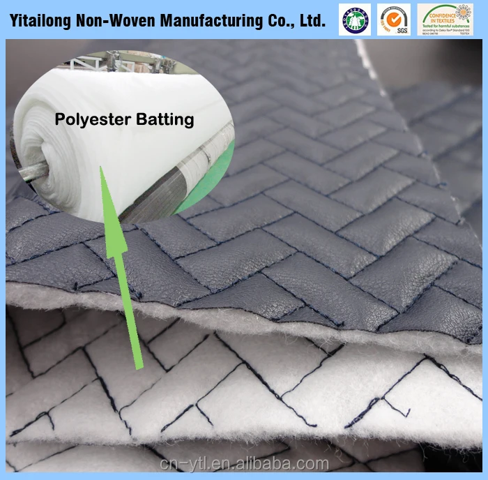 
Silk Like Polyester Batting Padded Leather Quilt Jacket Fabric with Twill Pattern 