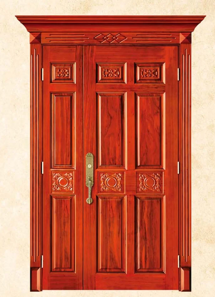 Chinese style main door of unequal double wood door